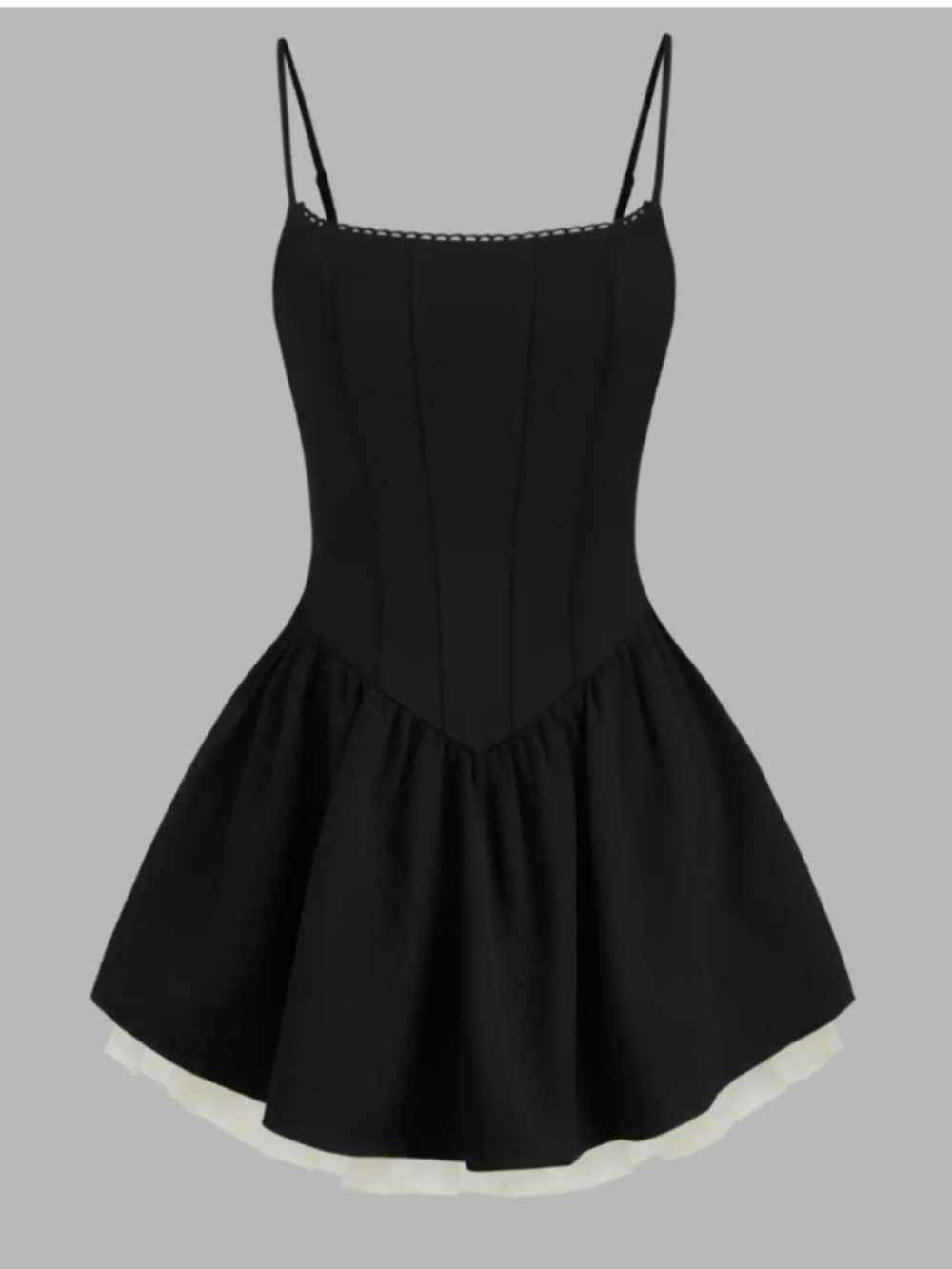 Cider Black Mini Dress with White Contrast Hem